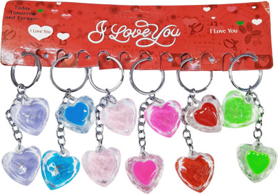 WHITE POPCORN Crystal Heart Keychain (pack of 6) Key Chain