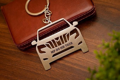 kraftnix Mahindra XUV 700 Customizable Stainless Steel Key Ring With Number Plate Key Chain