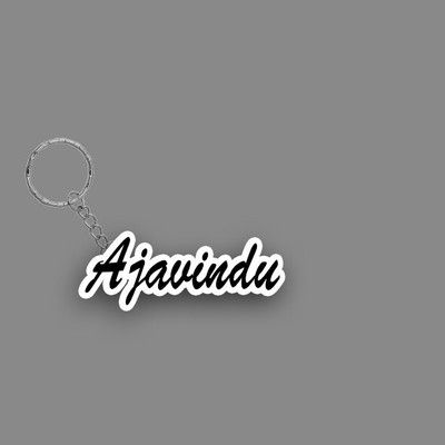 SY Gifts SYG Ajavindu Name Keychain White And Black Key Chain