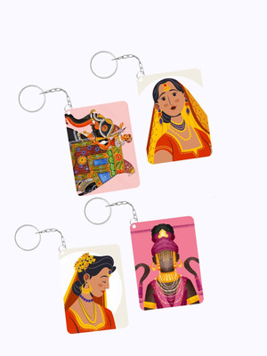 jojo creation JOJO present premium set of 4 pack printed keychain for your bike and car beg Key Chain