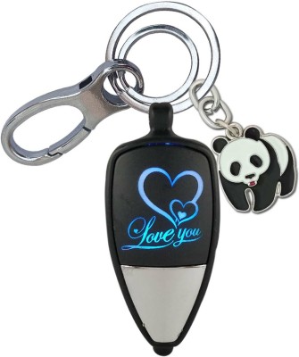 HANDSOME ISK Love U Beautiful LED Light with Cute Walking Panda Locking Lock Key Chain