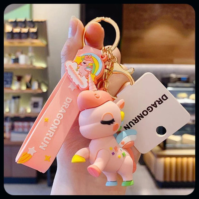 gtrp Keychain-Cartoon Fairy Tale Rainbow Horse Ladies Cute Car Bag Pendan Key Chain