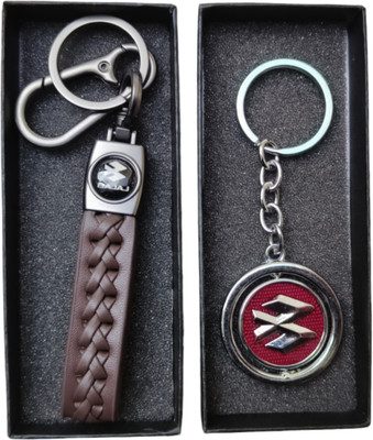 JNV Leather And Metal Keychain Compatible With BAJAJ Bikes (Pack Of 2) Key Chain