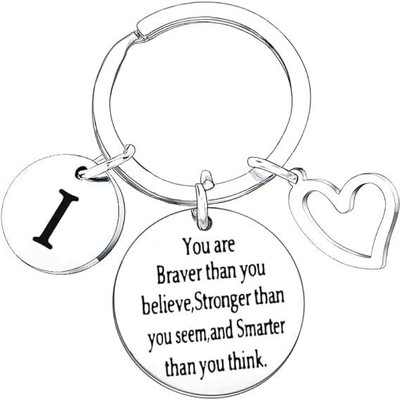 Artisans Crafted I – I Initial Keychain – Quote & Heart Design Key Chain