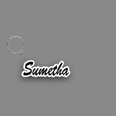 SY Gifts SYG Sumetha Name Keychain White And Black Key Chain