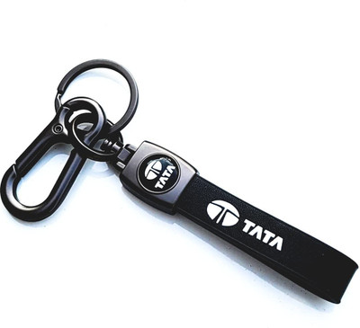 YAANATURAL LEATHER&Metal Bikes Hook KeyChain TATA For Men,Women,BIKE&CAR FOR SAFARI BLACK Key Chain