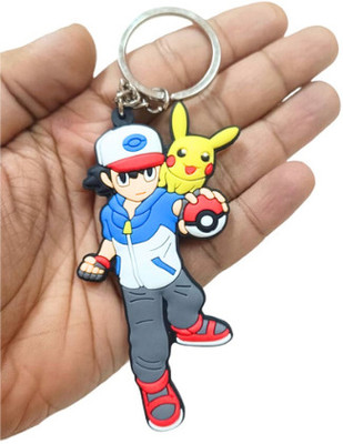 PEARLISH Pikachu & Ash Double Sided Rubber Premium Quality Keychain Key Chain