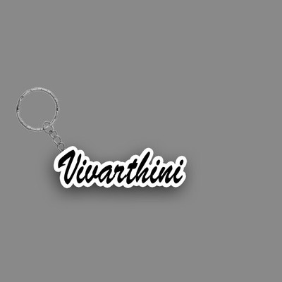 SY Gifts SYG Vivarthini Name Keychain White And Black Key Chain