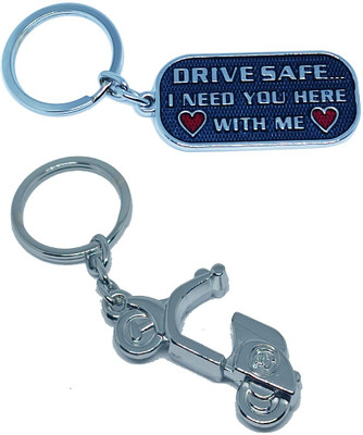 kd collections KD-198-516A Scooter Keychain & Drive Safe Keychain Combo for Bike Scooty & Car Key Chain