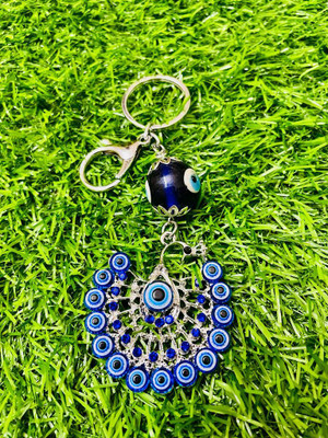 GKM Evil Eye Dancing Peacock Najar Battu keychain with hook Key Chain