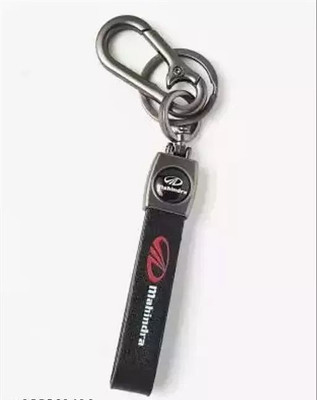 GSV Black Keychain With Stainless Steel & Leather Strap Braided PO 1_J880 Key Chain