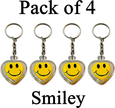 swagtreg Heart Shape Smiley Keychain Combo Pack of 4 – Cute keyring for bags, keys, Bike Key Chain