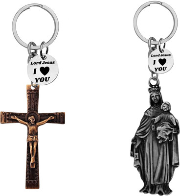 M Men Style Jesus cross & Madonna and Child Keychains SKeyCom665-655 Key Chain