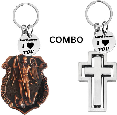 The Men Gift Double-Sided Saint Michael Keychain – Jesus Christ Key Ring Medal Com644-675 Key Chain