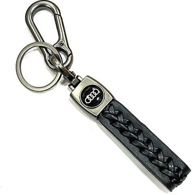 GKCH keychain-ZIG ZAG BLACK LEATHER Key Chain