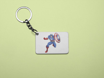 Rushaan Captain America ready to fight - Printed acrylic animated Keychain(Pack Of 2) Key Chain