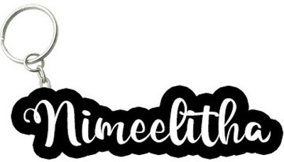 SY Gifts Nimeelitha Black White Name Keychain Key Chain
