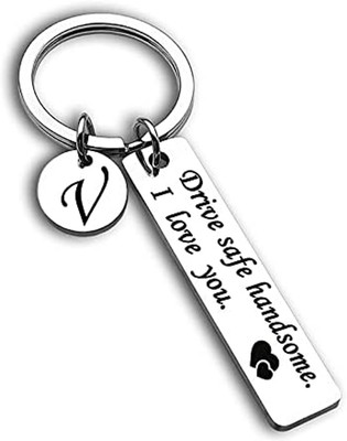 Shiv Jagdamba Drive Safe Keychain 26 Letters Charm Gift for Boyfriend Couple (V)ShivKy32 Key Chain
