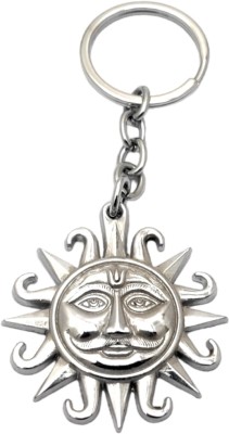 auteur Sun Sleek Key Holder in Silver Finish - Modern Metal Sun-Shaped Key Ring Key Chain