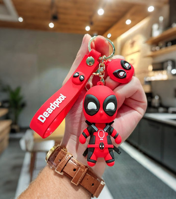 S R Traders Deadpool Hero Edition 3D Silicone Keychain with Strap Key Chain