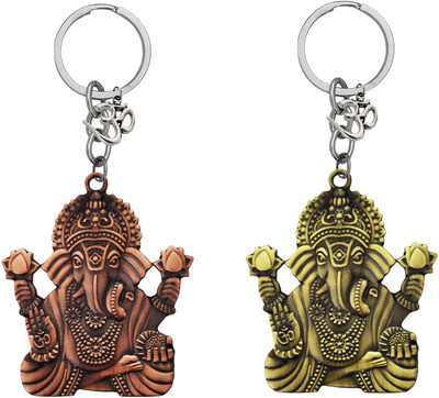 The Men Gift Lord Ganesha Om Metal Key Ring Keychain for Car, Bike & Office Shivkey595-596 Key Chain