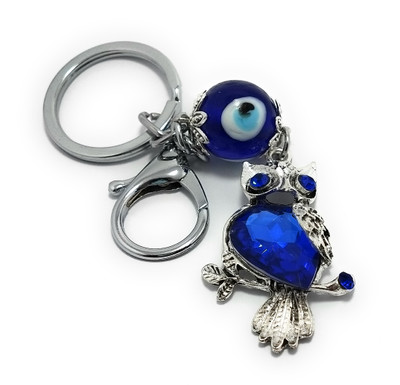 High Choice Owl with Evil Eye Good Luck Crystal Metal Key Chain