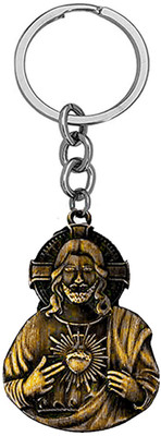 AFH Jesus Christ Holy Cross Christian Bronze Keychain for Gifting, Good Luck Key Chain