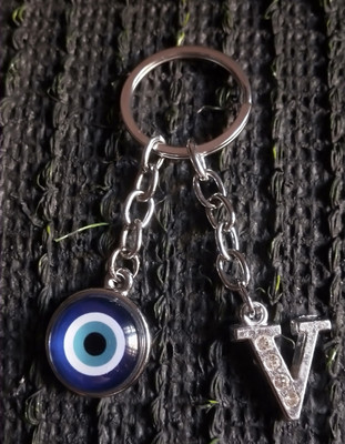 Meeko.com V Letter With Evil Eye Key Chain 2v Key Chain