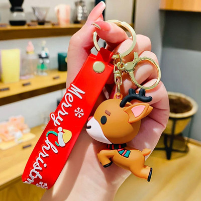 Mubco Christmas Deer 3D Keychain | Strap Charm & Hook | PVC Pendant Model Toys Gift Key Chain