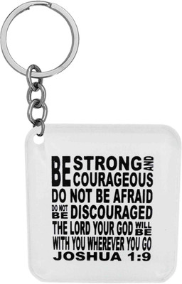 M Men Style Religious Bible Verse Be Strong Joshua 1:9 Keychain Skey202468 Key Chain