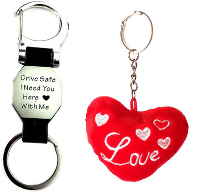 Meeko.com leather Drive safe with red soft heart bike key chain Key Chain
