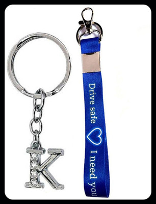 Meeko.com alphabet K & blue drive safe tag K2 Premium Key Chain
