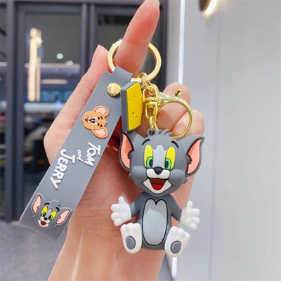Tiny Tim Cute Tom cat Silicone 3D Key Chain with Charm & Metal Hook, Key Ring Key Chain