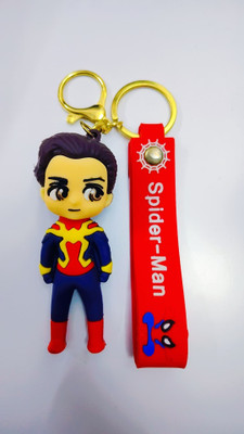 Keychain gallery Spiderman Cartoon Keyring Anime Keychain | 3D Character Cartoon Rubber Keychain Key Chain