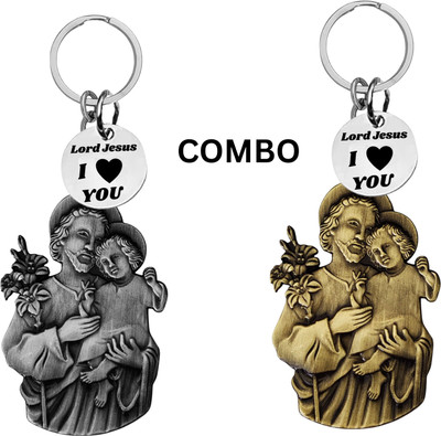 The Men Gift Lord Jesus Keychain Combo– Sacred Heart Religious Keyring Set ShivkeyCom637-636 Key Chain