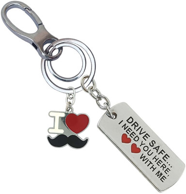 SHOKY LOOKS Perfect Finishing Drive Safe With I Love Mustache Locking Lock Key Chain