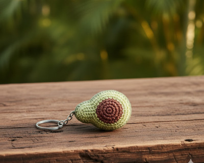 MynaMo Handmade Crochet Avocado 6 cm Key Chain