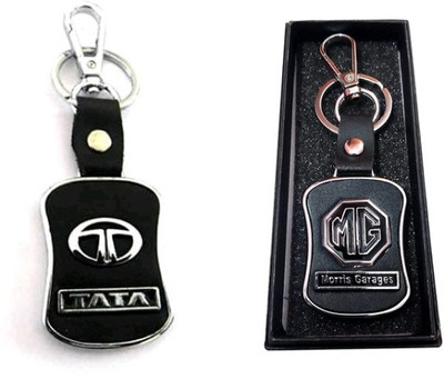 Jainsburys Combo of Tata & MG Logo Leather Hook keychain & Best Quality Keychain Key Chain