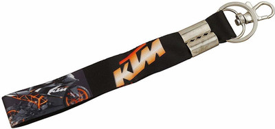 KTM Double Sided Fabric Bike Logo Design Tag Holder Keychain (Black) Key Chain