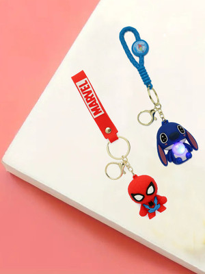 Shine N Sober Silicon Spiderman & Cute Rabbit Keychain (Pack of 2) Key Chain