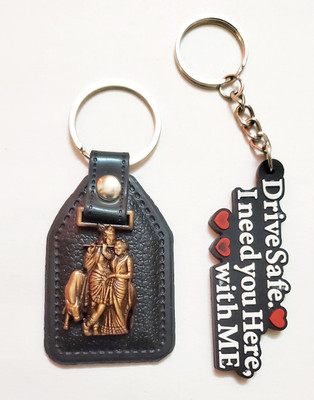 ShopTalk Krishan Radha lather with drive safe rubber Key Chain