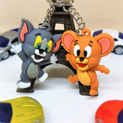Deethyas Fashion Pack of 2 Cartoon 90s Kids Favorite Show Tom Jerry Character 3D Design Rubber Key Chain