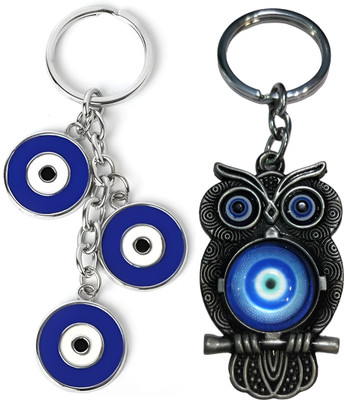 MAG BEE Evil Eye Proection (Design-7 & Design-26) Combo Pack of 2 for Car Bike Men Women Key Chain