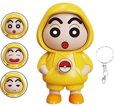 TrendzyHub Shin chan Key Chain Yellow | Face Changing | 3D Cartoon Character Key Chain