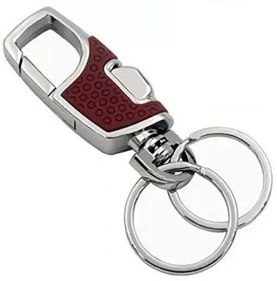 PINMORA Red Double Ring Metal Hook Anti Rust Car/Bike/Home/Office Keys Key Chain