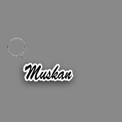 SY Gifts SYG Muskan Name Keychain White And Black Key Chain