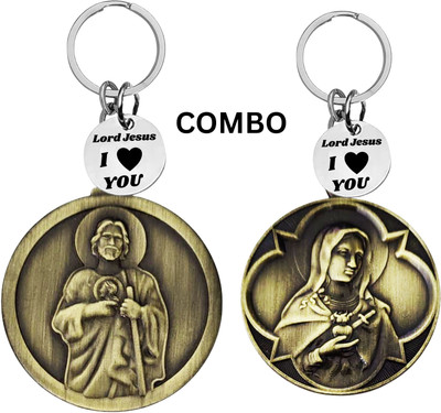 The Men Gift Lord Jesus Keychain Combo– Sacred Heart Religious Keyring Set ShivkeyCom630-627 Key Chain