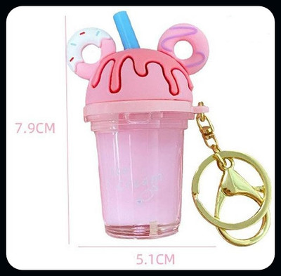 gtrp Keychain-Cartoon Mickey Head Cute Tea Cup Liquid Quicksand Key Chain