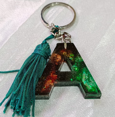 SK Gallery Arts Letter A Keychain Multicolor Resin Tassel Key Ring Gift Key Chain