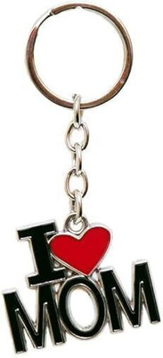GiftyLuxe I LOVE MOM in Red and Black Enamel Finish Keychain | Keyring | Mother's Day Key Chain